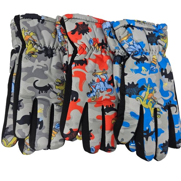 Kids Fur Lined Winter Ski Gloves, Assorted Colors, Bundle of 3 Pairs - Picture 1 of 10